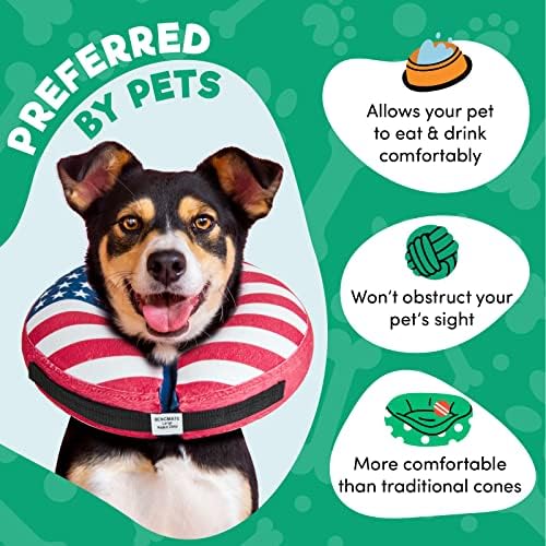 BENCMATE Flag inflatable collar – protective donut cone with pet-friendly design