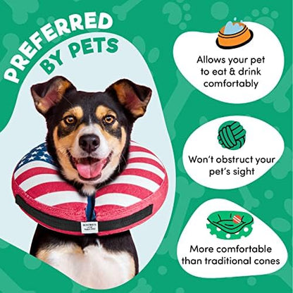 BENCMATE Flag inflatable collar – protective donut cone with pet-friendly design