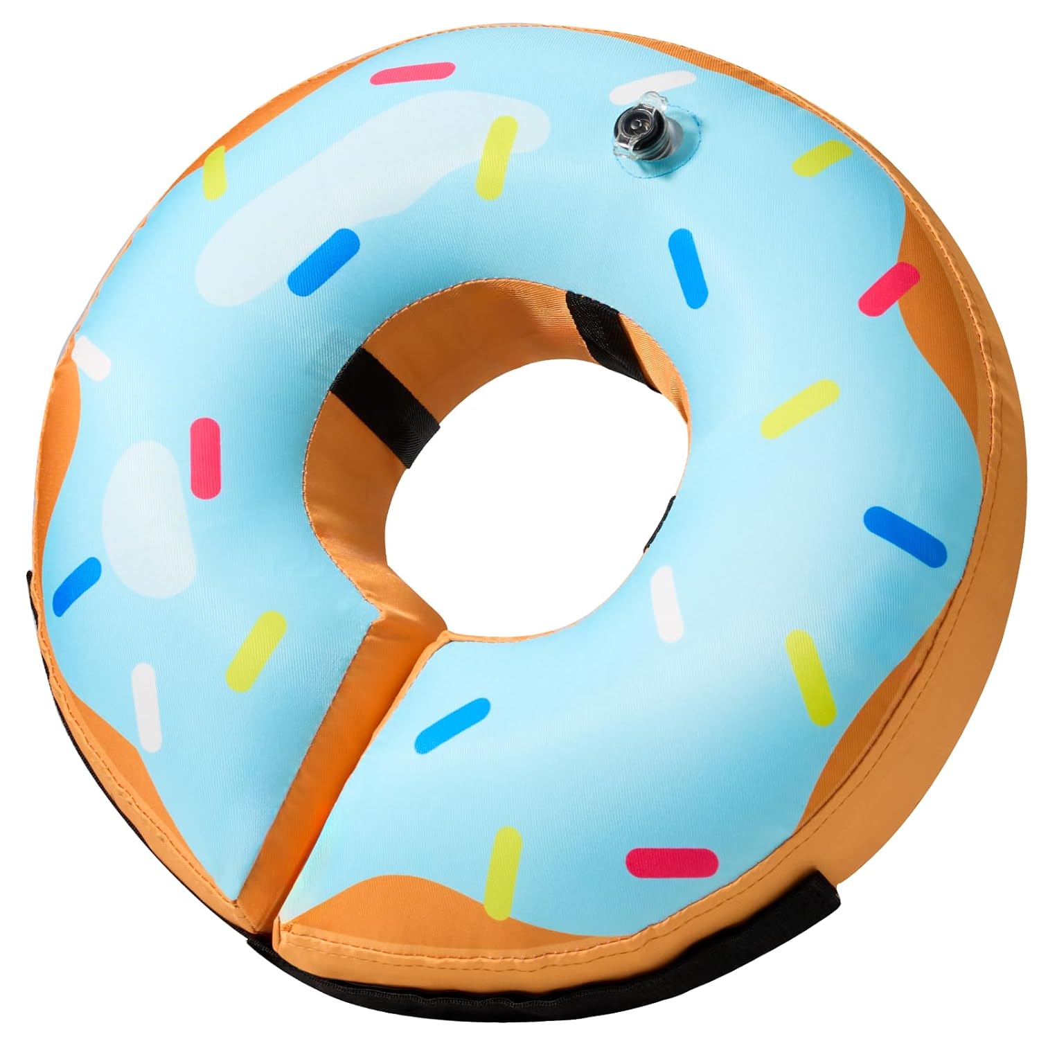 Bencmate Inflatable Dog Cone Collar — Blue Donut pattern, soft recovery donut ECollar for dogs and cats after surgery