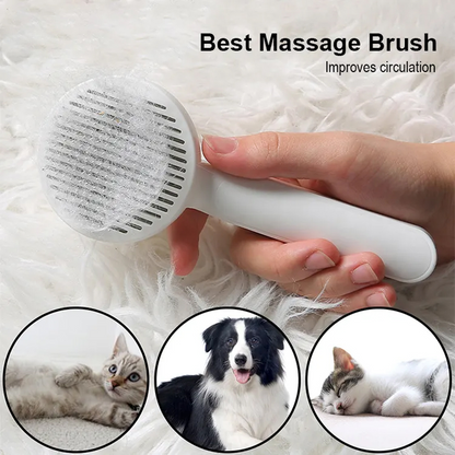 a hand holding a massage brush with text: 'Best Massage Brush Improves circulation -'